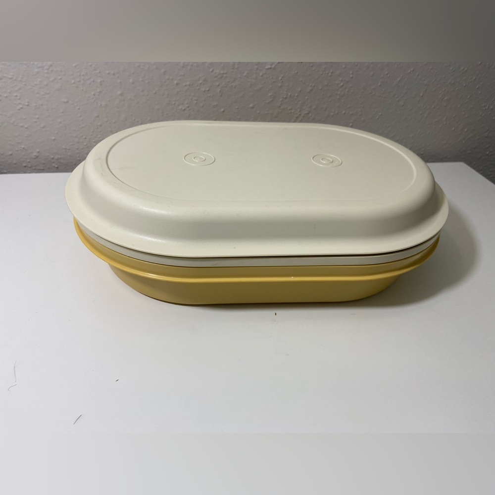 Vintage Tupperware Lot Harvest Yellow Gold Food Storage Container Oblong 12"